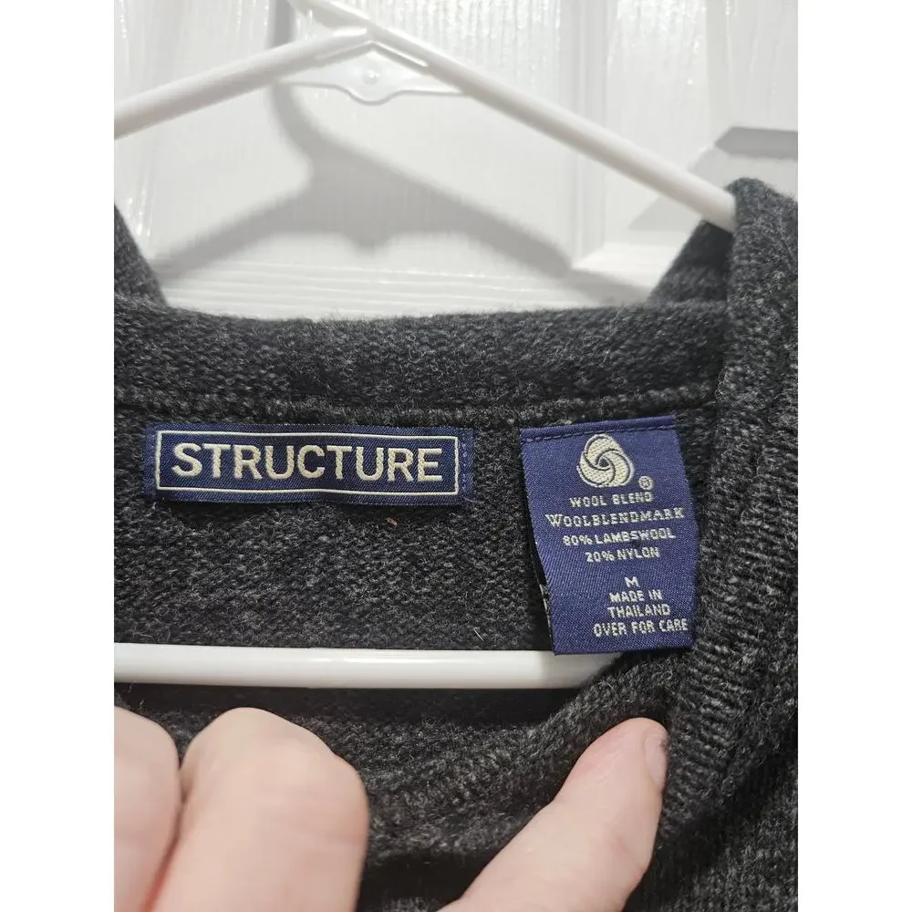 Structure Wool Blend Hoodie Sweater Gray Minimalist Normcore Men's M